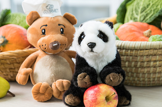 Maskottchen Gourmelino und WWF Panda
