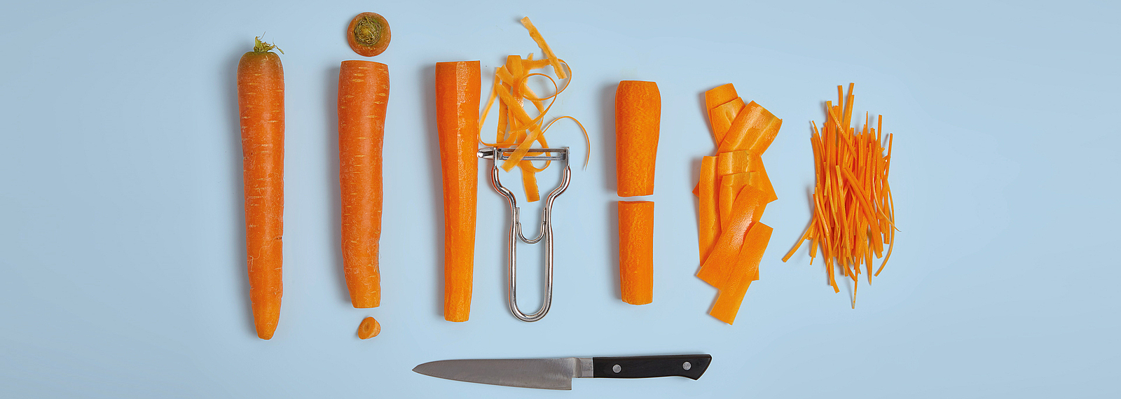 Entstehung von Karotte zu Karottenstreifen